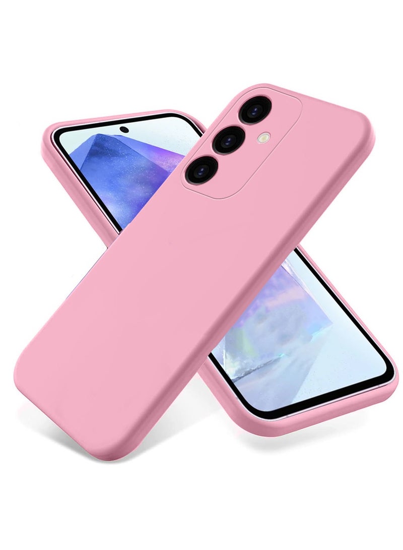 دبليو تيك غطاء حماية من السيليكون السائل الناعم لهاتف سامسونج جالاكسي A55 5G 2024 وردي - Image 1