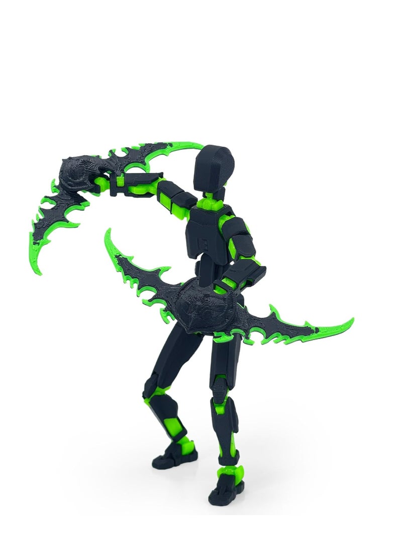 SYOSI (Assembly Completed) 3D Printed Action Figure, T13 Robot Action Figure, T13 Collectible Action Figure Articulated, Full Body Mechanical Doll, Desk Decoration, Creative Gifts (Black Green) - Image 5