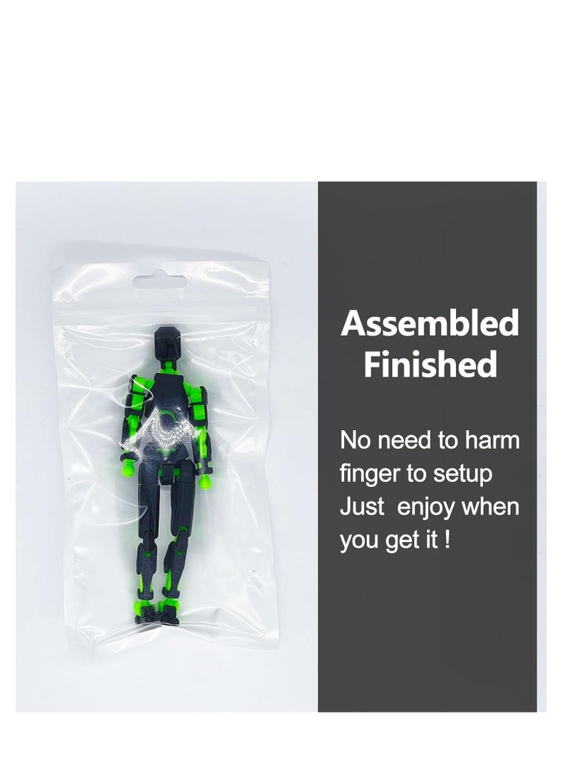 SYOSI (Assembly Completed) 3D Printed Action Figure, T13 Robot Action Figure, T13 Collectible Action Figure Articulated, Full Body Mechanical Doll, Desk Decoration, Creative Gifts (Black Green) - Image 2