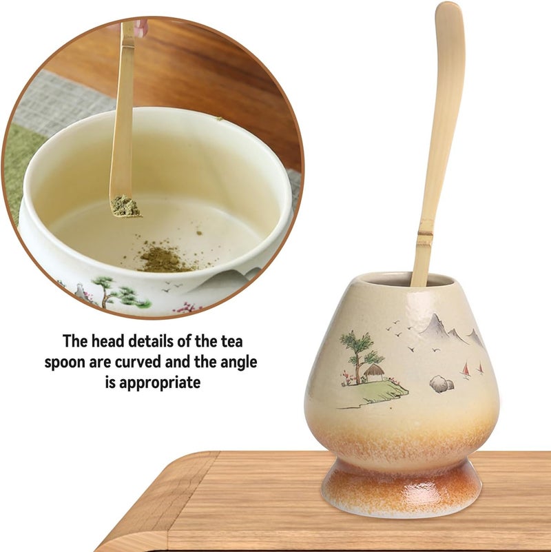 TOPSKY 8pcs Matcha Stirrer Set, Matcha Whisk Set, Matcha Bowl and Whisk set, Tea Ceremony Set for Matcha Making, Bamboo Whisk (Khaki-02) - Image 5