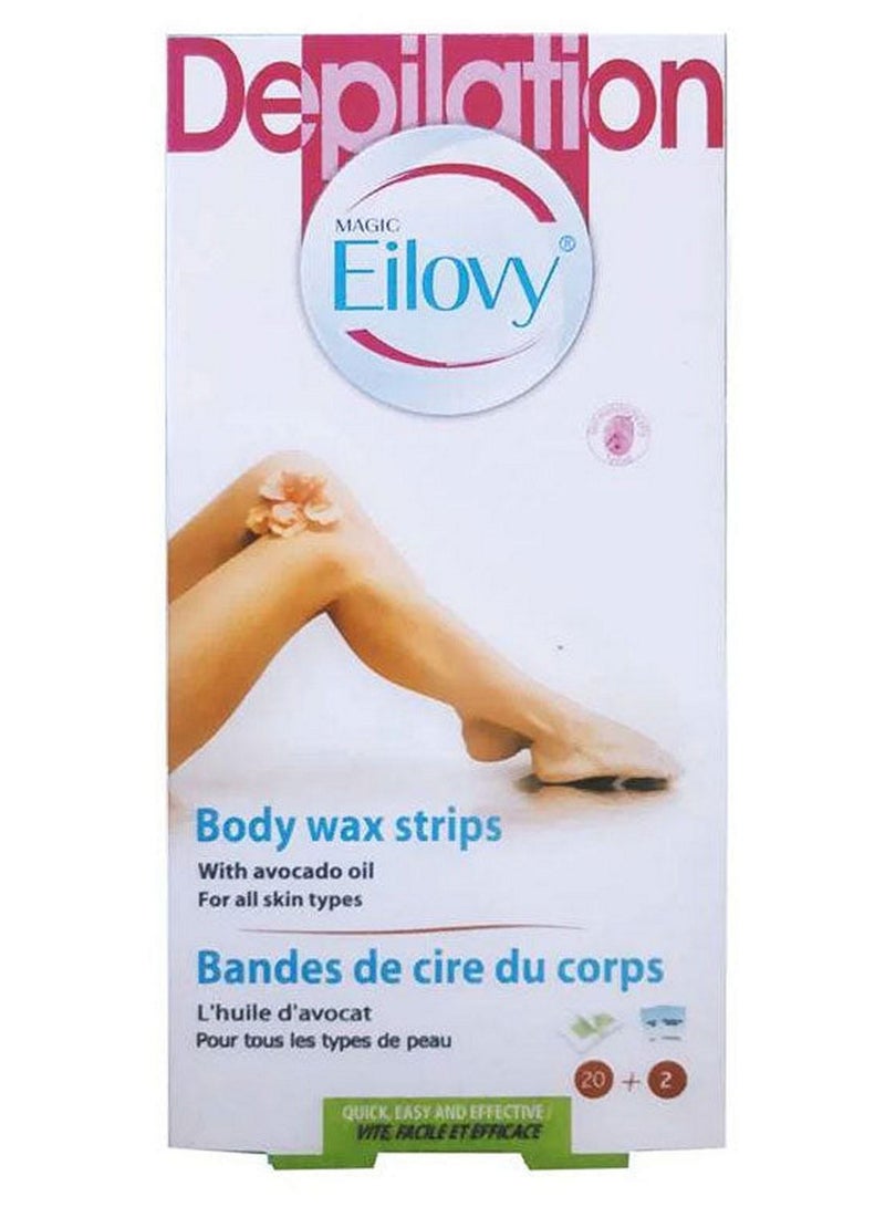 Body Wax Strips Avocado Oil 20+2 Pieces Pack