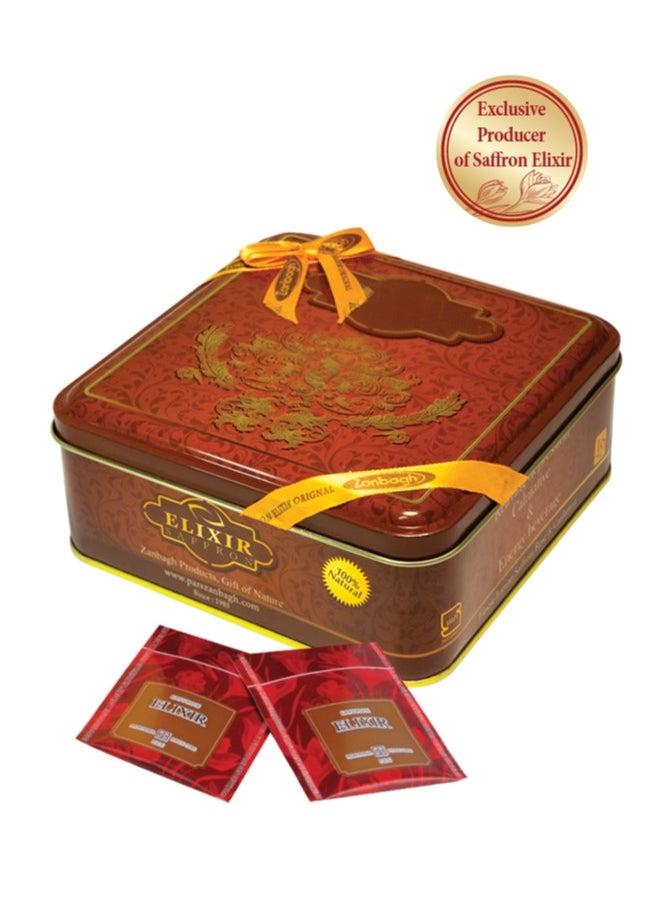 ZANBAGH Saffron Elixir 16 pcs , Pure Zarchin Super Negin Saffron, Rose Petals, Cardamom, and Other Handpicked Aromatic Herbs  - Image 1