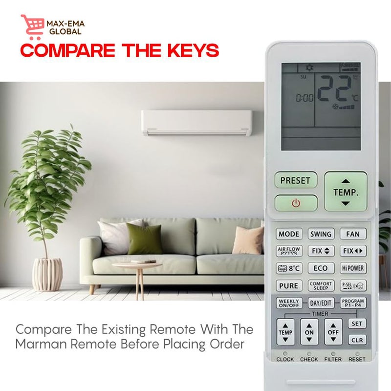 MAX-EMA GLOBAL Universal Replacement AC Remote Control Compatible with All Toshiba Air Conditioner Split & Window AC 1 Ton 1.5 Ton 2 Ton Inverter AC Remote for Home - Image 4