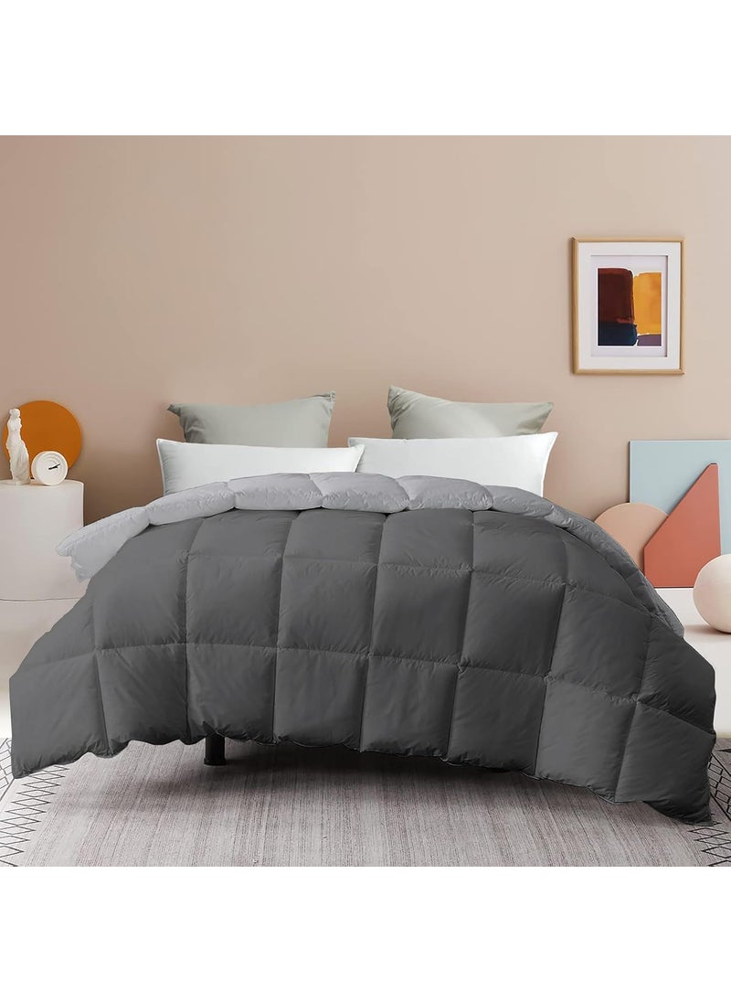 Grace Linen Grace Linen Reversible Comforter King Size Soft Microfiber 300 GSM Comforter for Winter Blanket Soft Luxury Design DuvetBlanket King Size 92X106 Dark GreySilver Grey Color  - Image 4