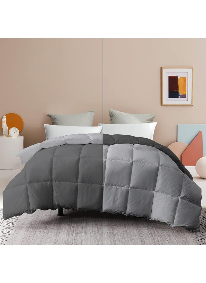 Grace Linen Grace Linen Reversible Comforter King Size Soft Microfiber 300 GSM Comforter for Winter Blanket Soft Luxury Design DuvetBlanket King Size 92X106 Dark GreySilver Grey Color  - Image 2