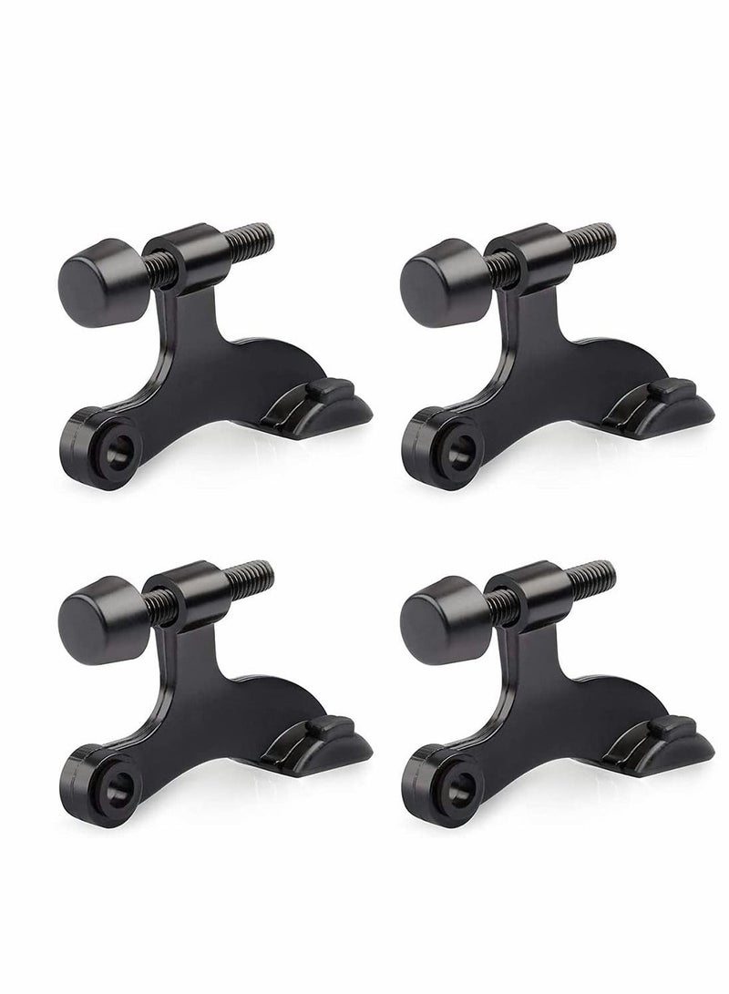 KASTWAVE 4 Pack Hinge Pin Black Door Stopper,  Adjustable Deluxe Heavy Duty Door Stopper 2-1/2"x 1-3/4”,with Black Rubber Bumper Tips  - Image 1