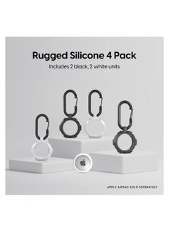 SYOSI 4 Pcs AirTag Cases, Rugged Silicone AirTag Holder with Carabiner Clip Keychain, Protective Cover for Apple AirTags for Luggage Finder, Locating Keys, Pet Collar Tracker  - Image 3