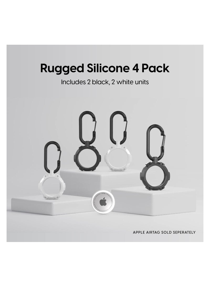 SYOSI 4 Pcs AirTag Cases, Rugged Silicone AirTag Holder with Carabiner Clip Keychain, Protective Cover for Apple AirTags for Luggage Finder, Locating Keys, Pet Collar Tracker - Image 3