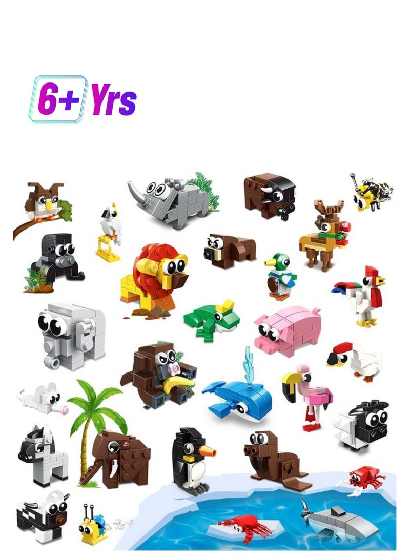 Hogokids 30 Packs Party Favors For Kids - 867Pcs Animals Building Blocks Sets For Classroom Prizes Goodie Bag Fillers Stocking Stuffers Birthday Valentines Easter Gifts For Kids Boys Girls 6+  - Image 1