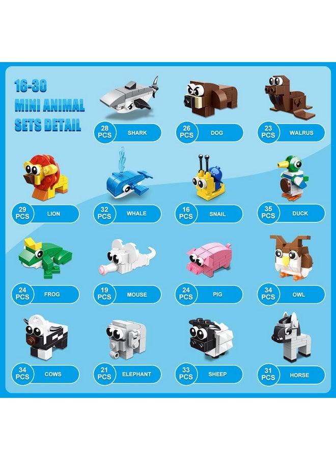 Hogokids - 30 Packs Party Favors For Kids - 867Pcs Animals Building Blocks Sets For Classroom Prizes Goodie Bag Fillers Stocking Stuffers Birthday Valentines Easter Gifts For Kids Boys Girls 6+ - Image 1