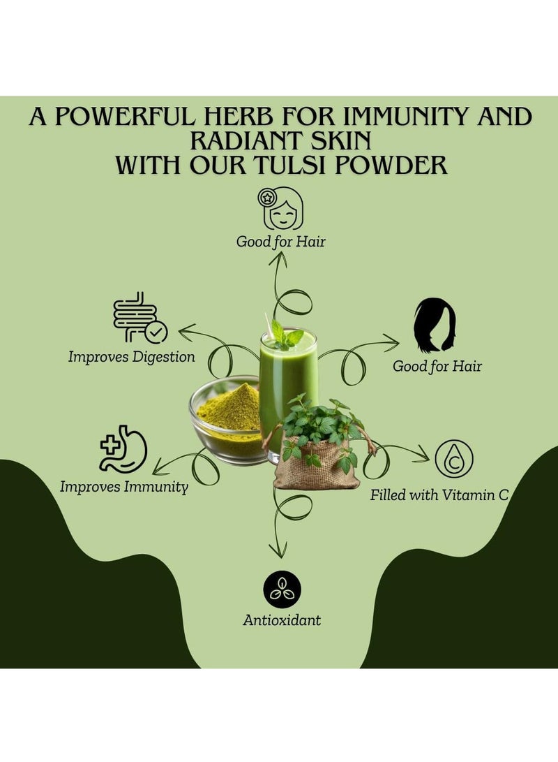 مملكة الإكسسوارات مسحوق تولسي (٥٠ غرامًا) - طبيعي ونقي ١٠٠٪ | مناسب للشعر والبشرة | يغذي الشعر، يقلل تساقطه، ويحفز نموه | يهدئ فروة الرأس، يحسن ملمس البشرة، ويتحكم في إفراز الزيوت. - Image 5