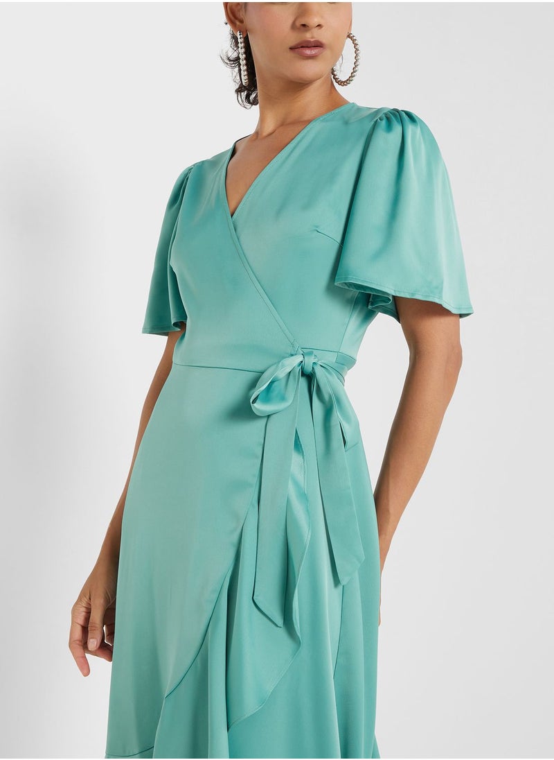 YAS - V-Neck Tie Detail Dress - Image 1