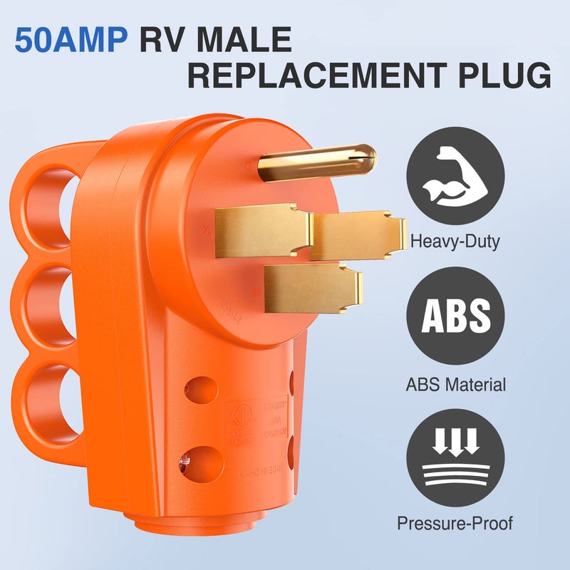 Nilight 50 Amp RV Replacement Plug 125/250 Volt Heavy Duty Male Plug with Handle ETL Listed RV NEMA 14-50P Replacement Plug for RV Camper Caravan Motorhome Van Trailer - Image 2