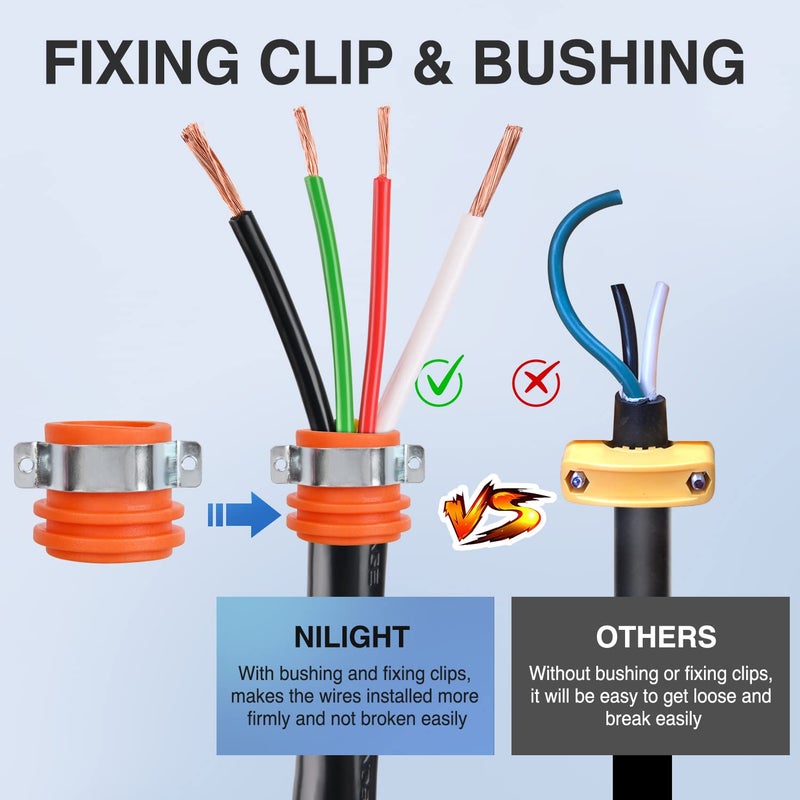 Nilight 50 Amp RV Replacement Plug 125/250 Volt Heavy Duty Male Plug with Handle ETL Listed RV NEMA 14-50P Replacement Plug for RV Camper Caravan Motorhome Van Trailer - Image 3