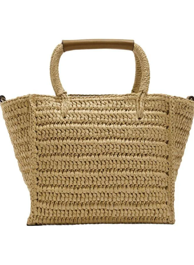 PARFOIS Tote Bag With Straw Effect And Crossbody Strap