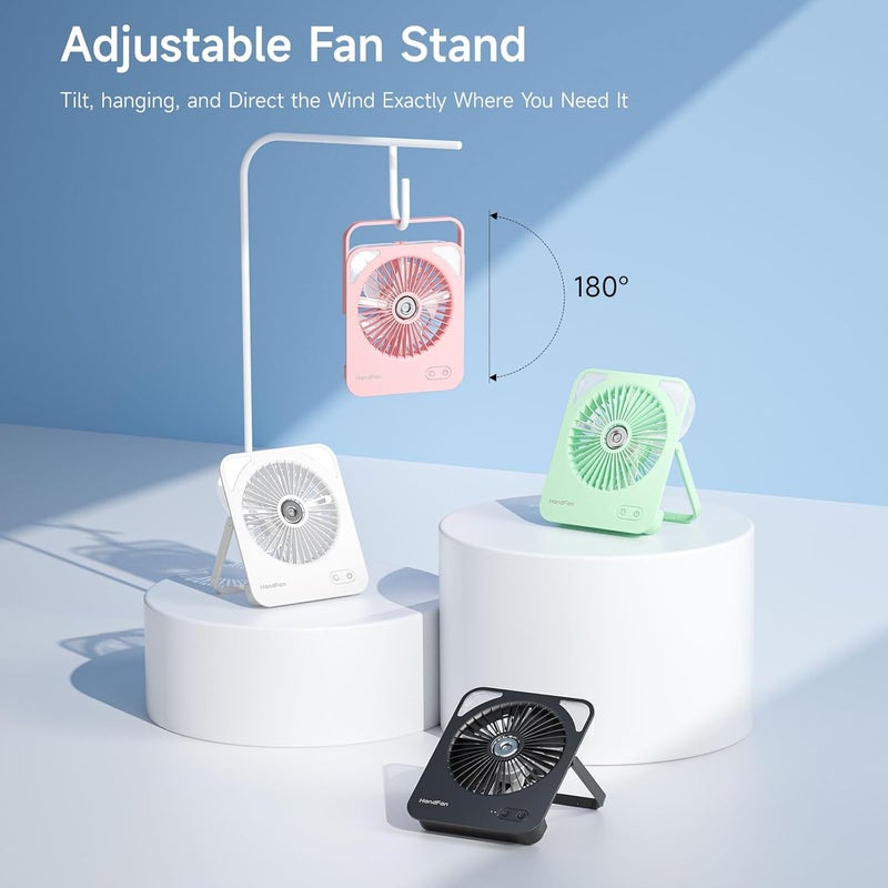 HandFan 4000mAh Portable Desk Misting Fan, 180° Foldable Travel Fan Rechargeable, Small Personal Mist Fans Battery Powered, Cooling Table Fans for Home Office Travel Beach Cruise Outdoors(Black) - Image 5