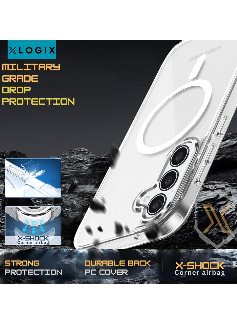 XLogiX for Samsung Galaxy S24 Clear Case with MagSafe – Ultra Slim, Shockproof, Crystal Clear Protection, Strong Magnetic Case Compatible with MagSafe (Clear) - Image 2