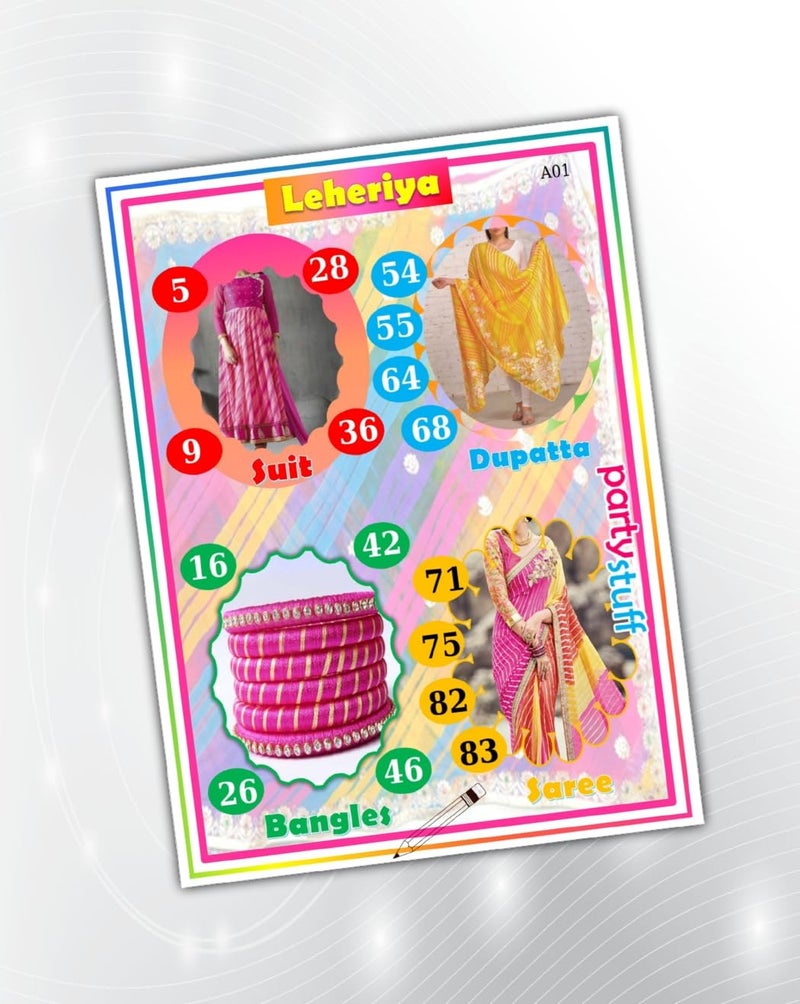 PartyStuff Tambola Housie Tickets - Leheriya kukuba (48 Piece) - Image 1