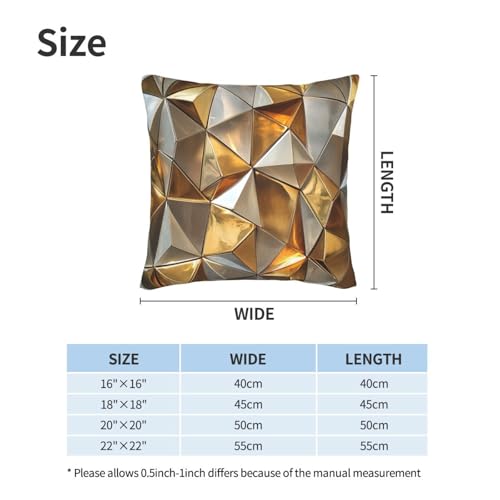 Droerfes Geometry Gold Throw Pillow Covers Set of 2 Couch Pillow Case Decoration Cushion Covers for Sofa Home Living Room Bedroom Outdoor 18X18 Inch - Image 3