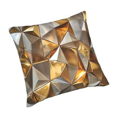 Droerfes Geometry Gold Throw Pillow Covers Set of 2 Couch Pillow Case Decoration Cushion Covers for Sofa Home Living Room Bedroom Outdoor 18X18 Inch - Image 4