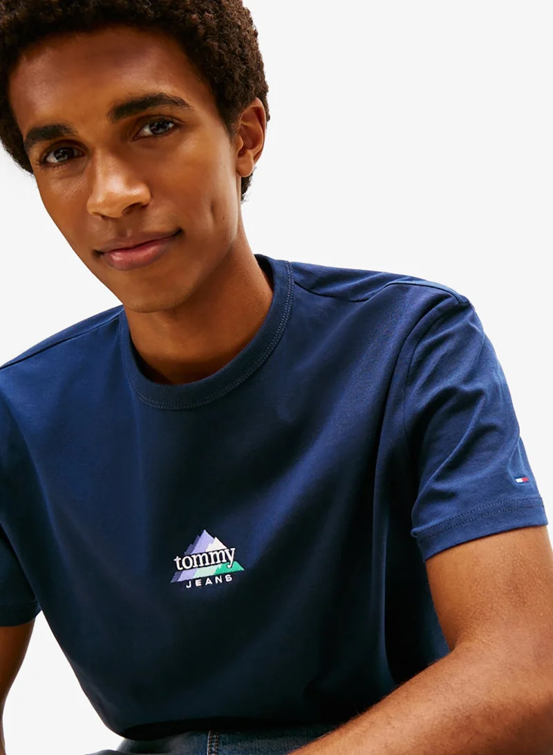 Tommy Jeans Dark Night Navy Regular Peaks Crew Neck T-Shirt for Men | Best Price UAE