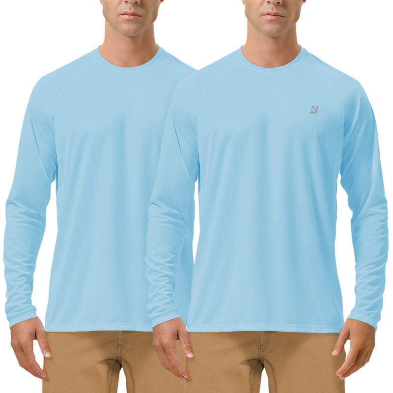 Roadbox Men's 2 Pack UV Sun Protection SPF UPF 50+ Long Sleeve Quick Dry Fishing Shirts Outdoor Rash Guard for Running Hiking Swimming - Image 1
