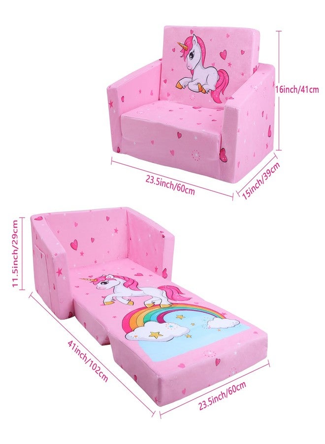 decalsweet Kids Couch Foldable Kids Sofa 2 in 1 Children Convertible Sofas to Lounger Fold Out Toddlers Sofa Bed for Playroom Bedroom Living Rooms Boys and Girls - Image 5