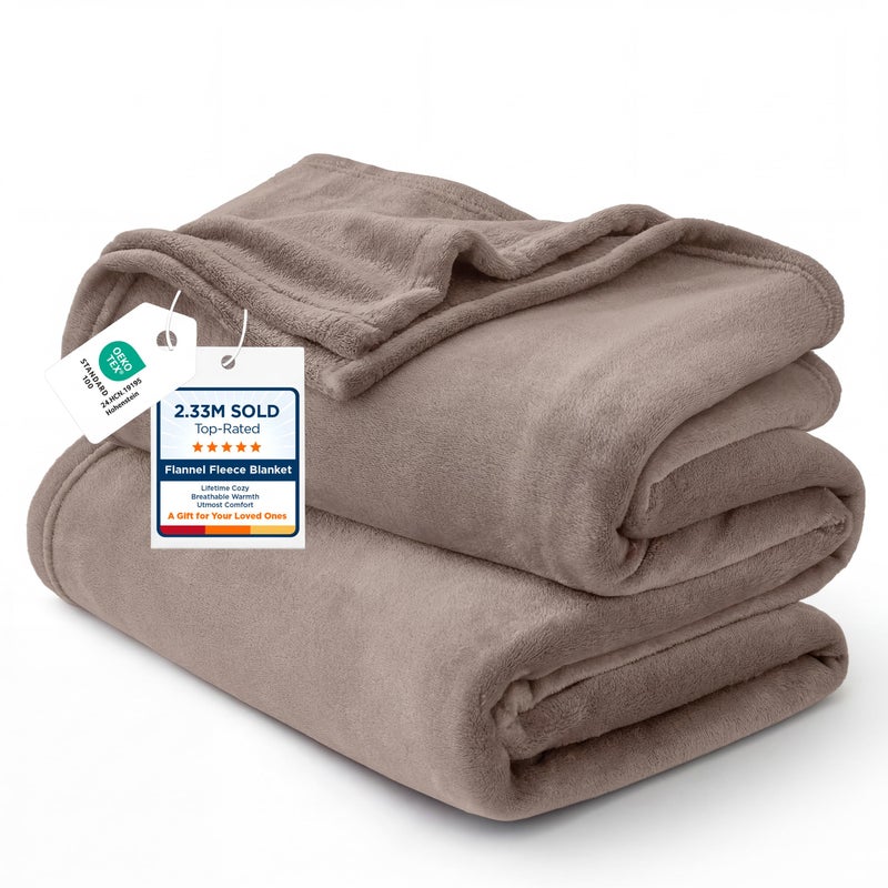Bedsure GentleSoft Fleece Throw Blanket for Couch Mocha Brown - Lightweight Plush Fuzzy Cozy Soft Blankets and Throws for Sofa, 50x60 inches - Image 1
