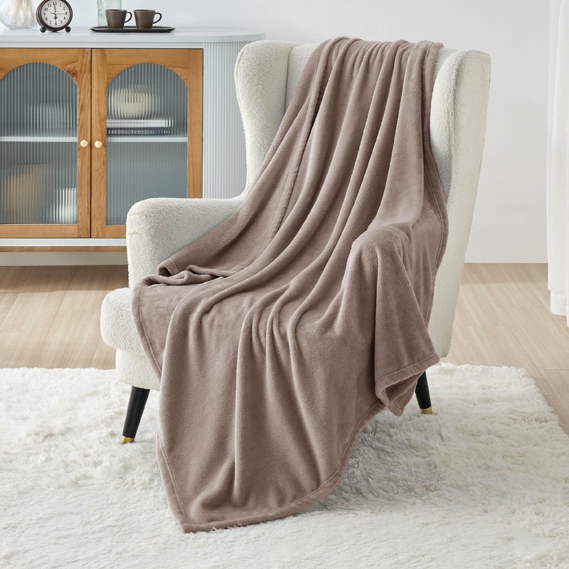 Bedsure GentleSoft Fleece Throw Blanket for Couch Mocha Brown - Lightweight Plush Fuzzy Cozy Soft Blankets and Throws for Sofa, 50x60 inches - Image 2