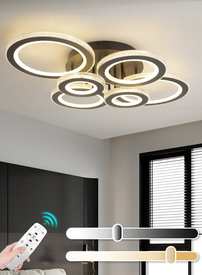 YATAI LIGHTING Modern Round LED Ceiling Light Fixture, Modern Black Flush Mount Lamp with Remote Control for Bedroom, Living Room, Dining Room, Library, 72W, 3000K-6000K  - Image 1