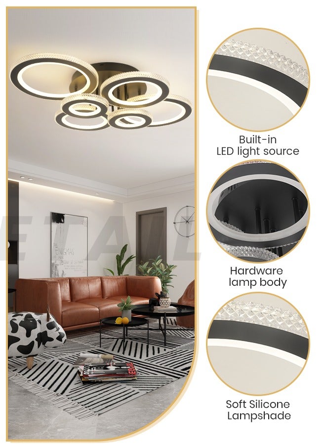 YATAI LIGHTING Modern Round LED Ceiling Light Fixture, Modern Black Flush Mount Lamp with Remote Control for Bedroom, Living Room, Dining Room, Library, 72W, 3000K-6000K  - Image 4