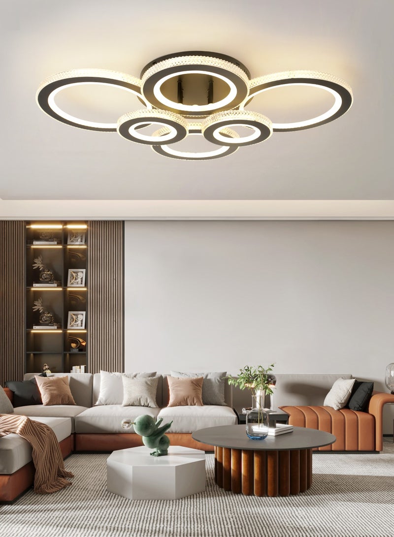 YATAI LIGHTING Modern Round LED Ceiling Light Fixture, Modern Black Flush Mount Lamp with Remote Control for Bedroom, Living Room, Dining Room, Library, 72W, 3000K-6000K  - Image 5