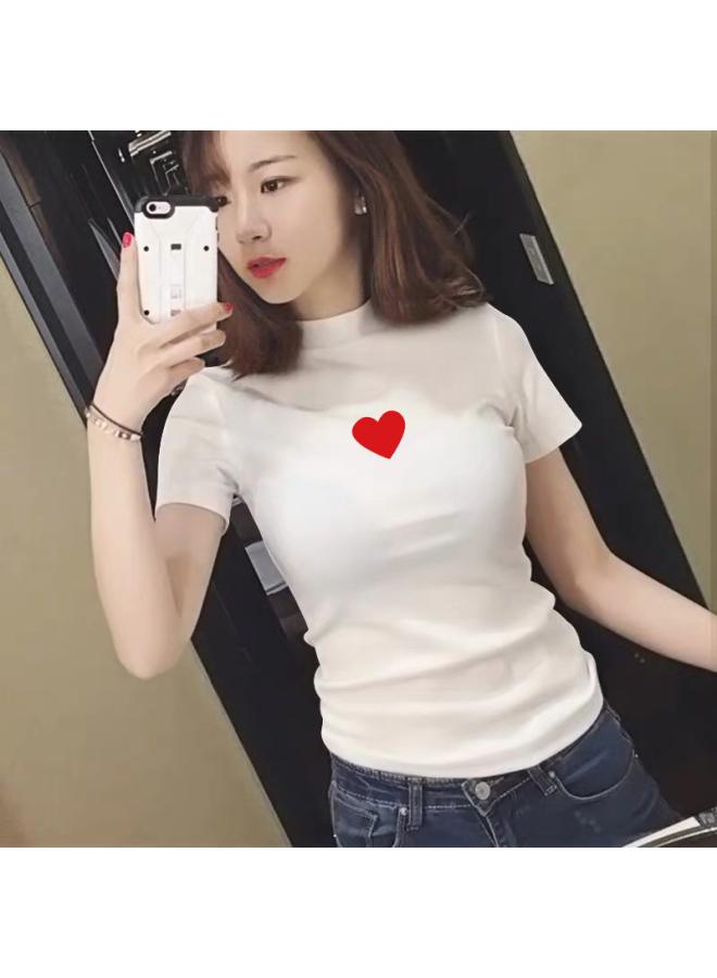 Song Feng Ya Summer Design Sense Niche Short Women's T-shirt Short Sleeve Pure Cotton High Collar Chic Top Fashionable Inner Base Shirt 