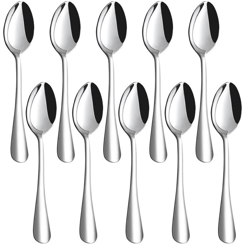 HANSGO Teaspoons Stainless Steel 67 inches Dessert Spoons Silverware Tablespoon for Coffee Cereal Eating Home Dinner Kitchen or Restaurant10PCS