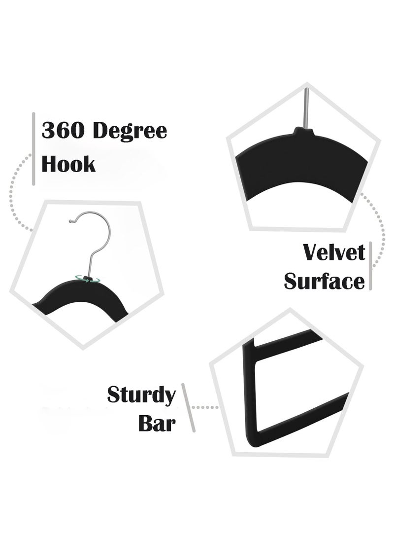 Blythornix Velvet Pants Hangers 4 Layers Space Saving, Non-Slip Clothes Hanger 360° Swivel Hook Closet Organizer for Jeans, Trousers, Scarfs and Ties 4 Packs Black - Image 4