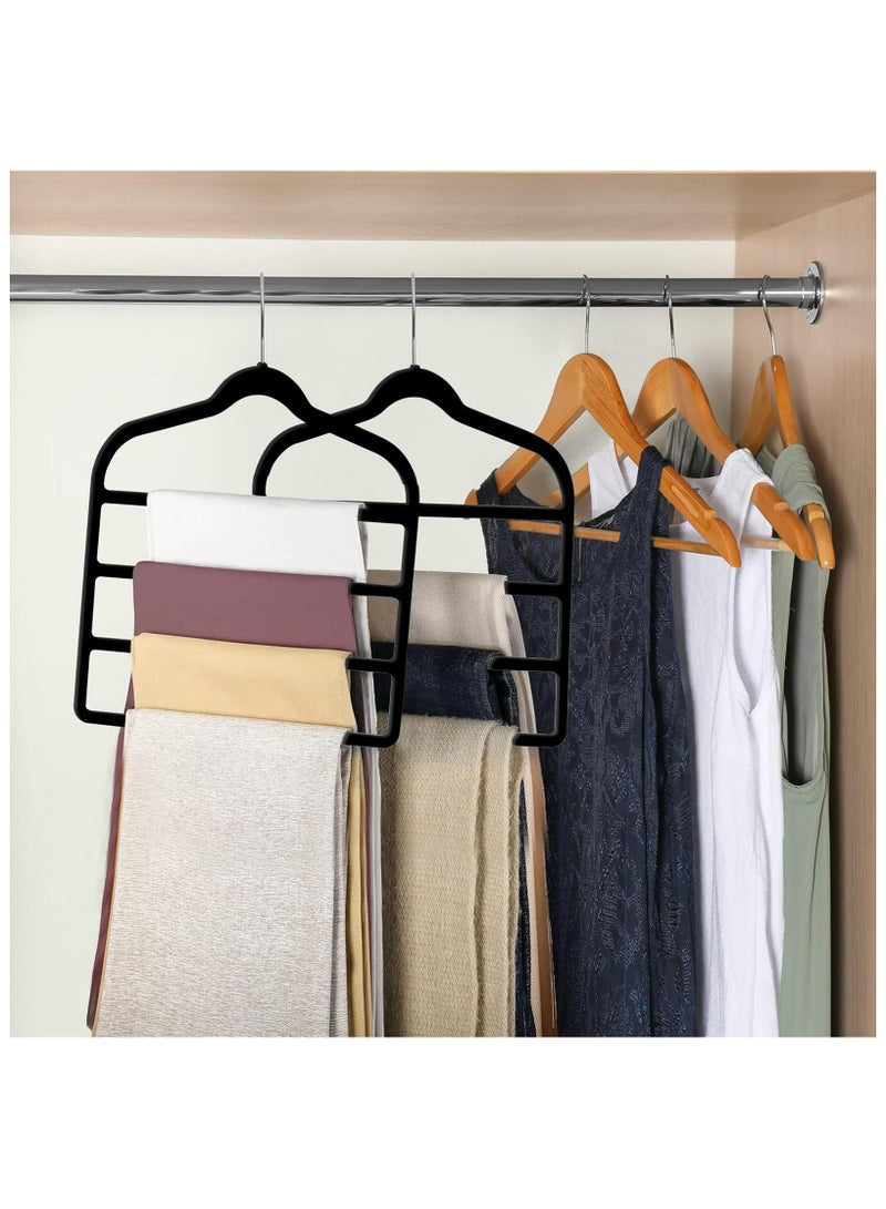Blythornix Velvet Pants Hangers 4 Layers Space Saving, Non-Slip Clothes Hanger 360° Swivel Hook Closet Organizer for Jeans, Trousers, Scarfs and Ties 4 Packs Black - Image 5