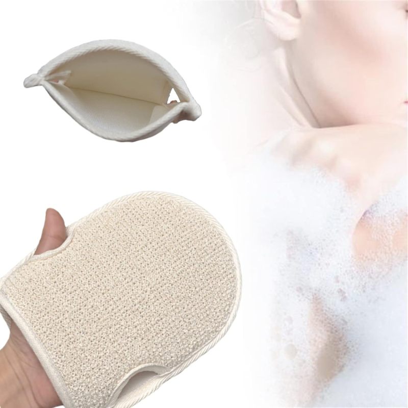 Exfoliating Bath Gloves: 2 Pcs One Size, Flexible Body Contour Fit, Quick-Drying, Natural Loofah Scrub Gloves - Deep Cleansing Dead Skin Removal for Men Women Children Home Spa Use - Image 1