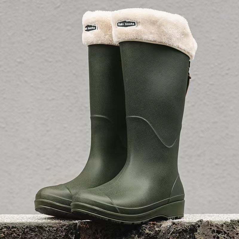 Export High Rain Boots For Men And Women New Outdoor Thick Bottom Rain Boots Wading Long Boots Fleece-Lined Non-Slip Water Shoes For Men - Image 1