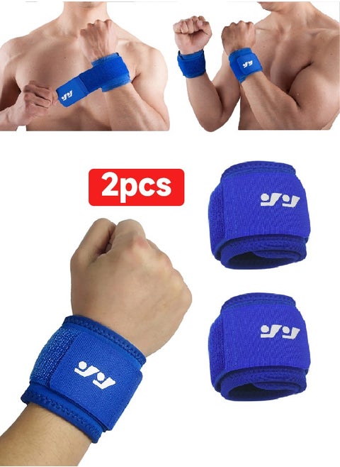 2 Pack Wrist Brace Adjustable Wrist Support, Wrist Straps for Fitness Weightlifting, Tendonitis, Carpal Tunnel Arthritis, Highly Elastic Wrist Wraps for Relief Wrist Pain(Blue)