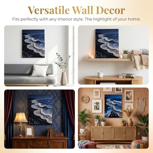 vhemo DIY 3D Pearl Painting Kit with Wooden Frame - Upgraded Diamond Art Kits for Adults, Ready to Hang Gem Painting, Relaxing Paint by Numbers, Creative Mosaic Craft (Serene Beach) - Image 3