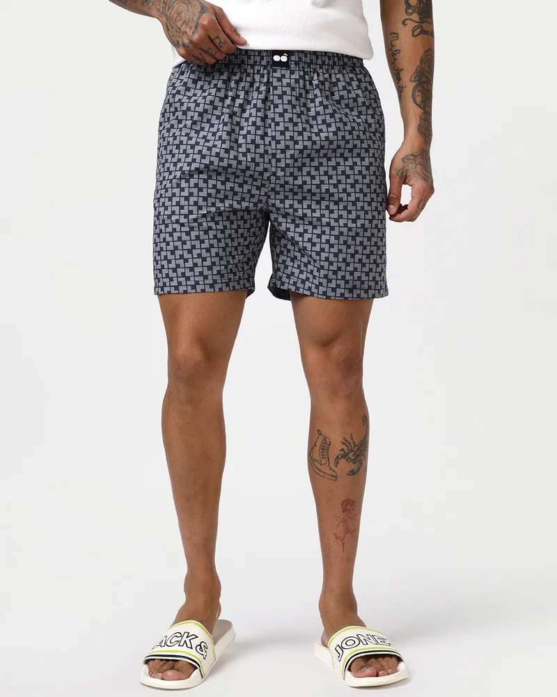 بيواكوف Men's Blue All Over Printed Boxers