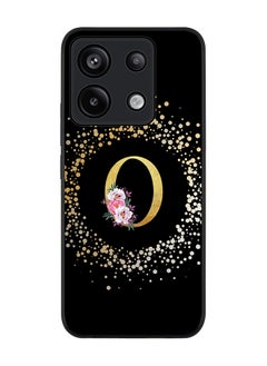 Stylizedd Rugged Black Edge Case for Xiaomi Redmi Note 13 Pro 5G, Slim Case Cover- Custom Monogram Initial Letter Floral Pattern Alphabet - O (Black)  - Image 1
