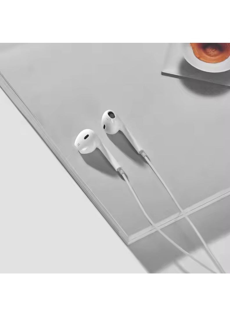 Generic Type-C Wired Earphones with Mic, Volume Control & Hi-Fi Sound – Compatible with USB-C Devices – White  - Image 5
