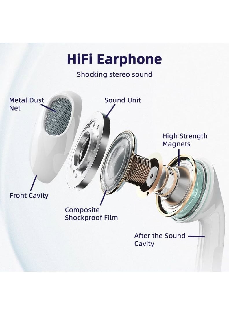 Generic - Type-C Wired Earphones with Mic, Volume Control & Hi-Fi Sound – Compatible with USB-C Devices – White - Image 1