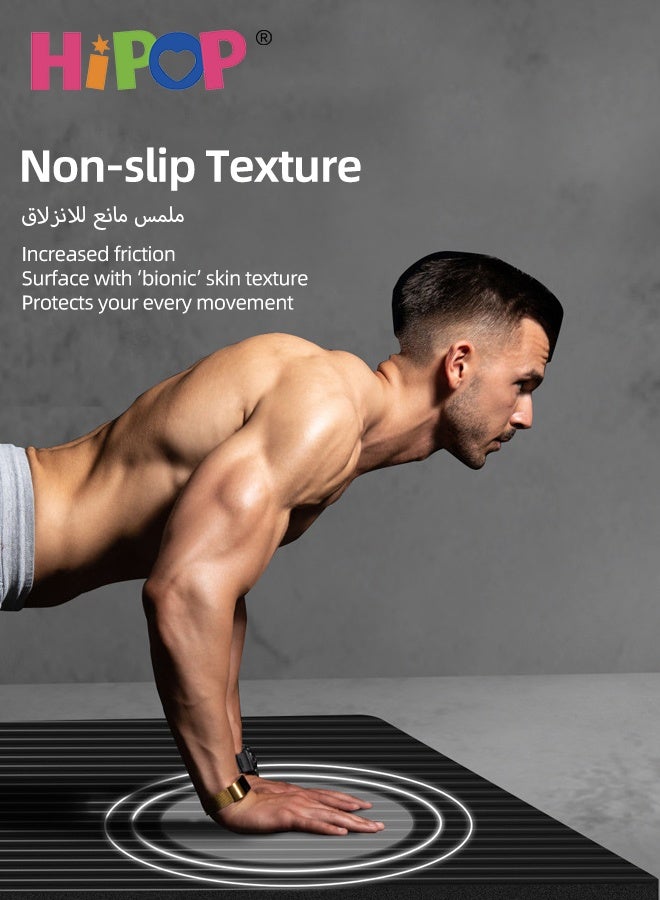 HIPOP 10mm Thick Yoga Mat, Non-Slip Pilates Fitness Mats, Extra Large Exercise Mat with Carrying Bag and Strap, Anti-Tear Yoga Mats for Women Men, 200 x 80 x 1cm - Image 4