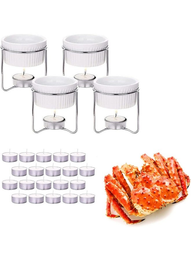 Luvan 4 Pieces Butter Warmers,Butter Warmers For Seafood with 20 Pieces Tealight Candles,Ceramic Butter Warmer Set for Chocolate or Cheese,Fondue- Dishwasher Safe,Microwave Safe, Oven Safe - Image 1
