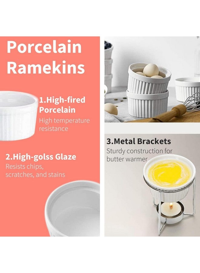 Luvan 4 Pieces Butter Warmers,Butter Warmers For Seafood with 20 Pieces Tealight Candles,Ceramic Butter Warmer Set for Chocolate or Cheese,Fondue- Dishwasher Safe,Microwave Safe, Oven Safe - Image 3
