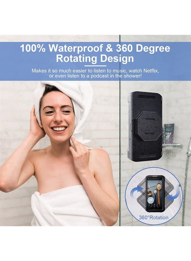 URROY Waterproof Shower Phone Holder, 360° Rotation Shower Phone Case, Anti-Fog High Sensitivity Cover Mount Box for Bathroom Wall Mirror Bathtub Kitchen, Compatible with 4" - 7" Cell Phones - Image 2