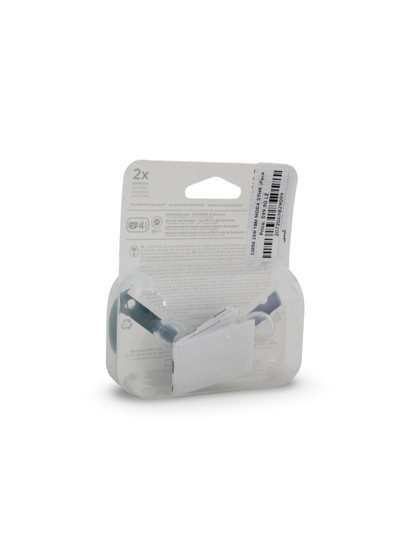 Tommee Tippee Moda Orthodontic Soothers 6-18m – Baby Blue (Pack Of 2) - Image 2