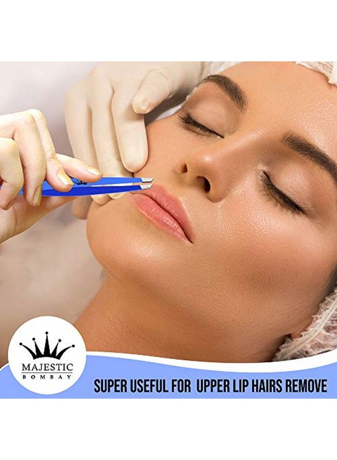 Majestic Bombay Slant Tweezers For Women And Men Splinter Ticks Facial Chin Hair Brow And Ingrown Hair Removal Set Sharp Needle Nose Stainless Steel Surgical Precision Pluckers Majestic Bombay - Image 5